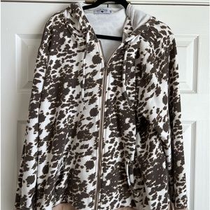 Cow print zip hoodie